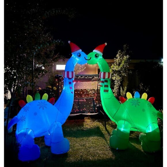 🆕12FT Christmas Inflatable Double Dinosaur Built-in LED Yard Outdoor Decoration - Picture 8 of 8